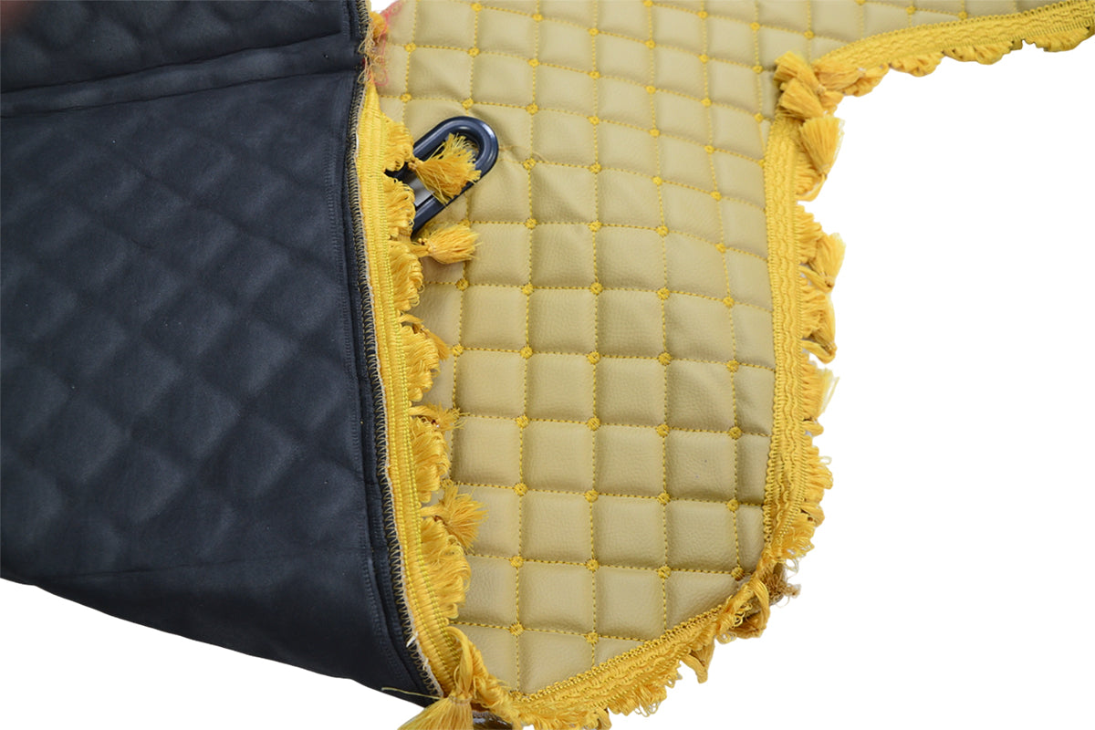 Tapis de tableau de bord – cuir synthétique (éco-cuir) avec franges, adapté pour DAF CF85 2006–2014