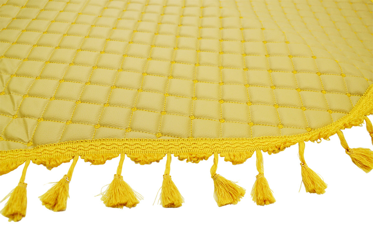 Tapis de tableau de bord – cuir synthétique (éco-cuir) avec franges décoratives, beige, adapté pour Iveco Eurotech