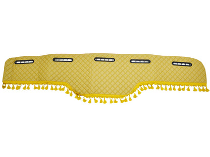 Tapis de tableau de bord – cuir synthétique (éco-cuir) avec franges décoratives, beige, adapté pour Iveco Eurotech