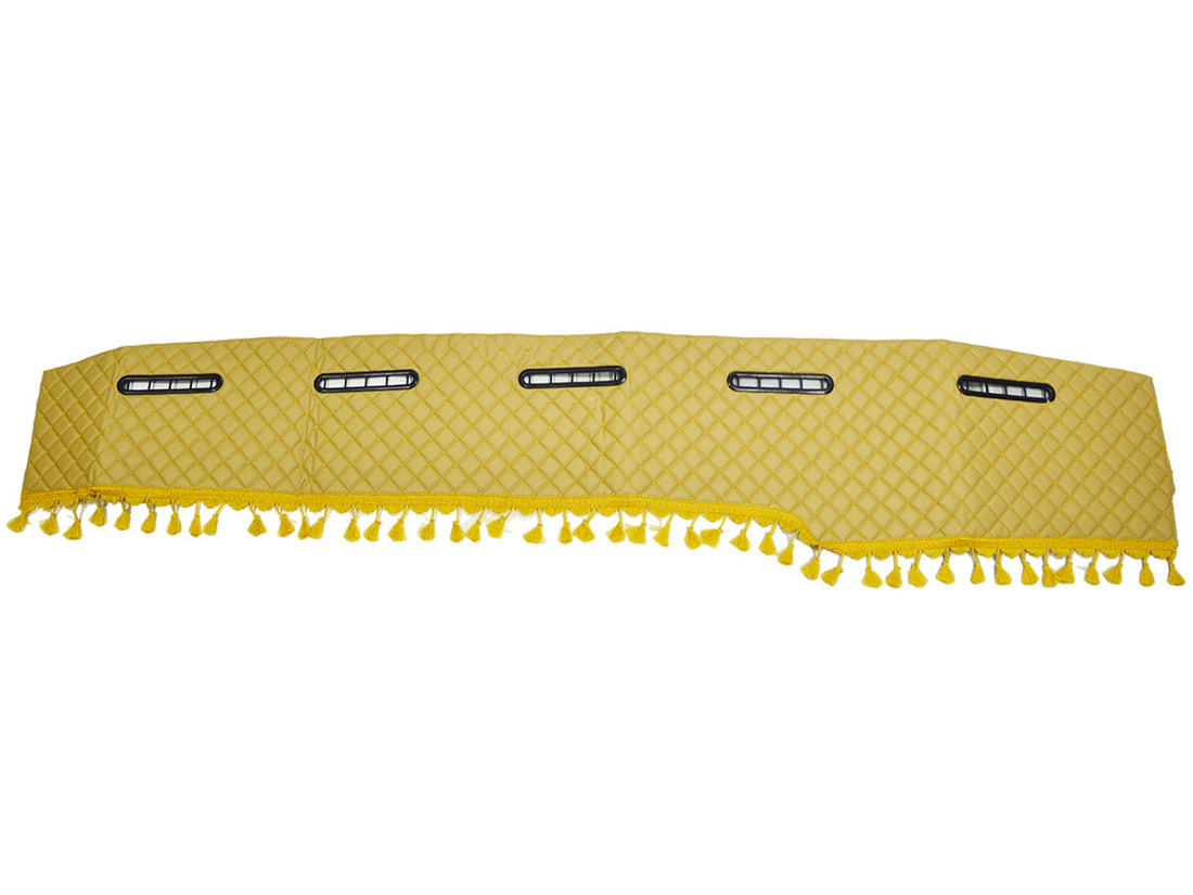 Tapis de tableau de bord – cuir synthétique (éco-cuir) beige avec franges décoratives, adapté pour Mercedes Actros Euro 5