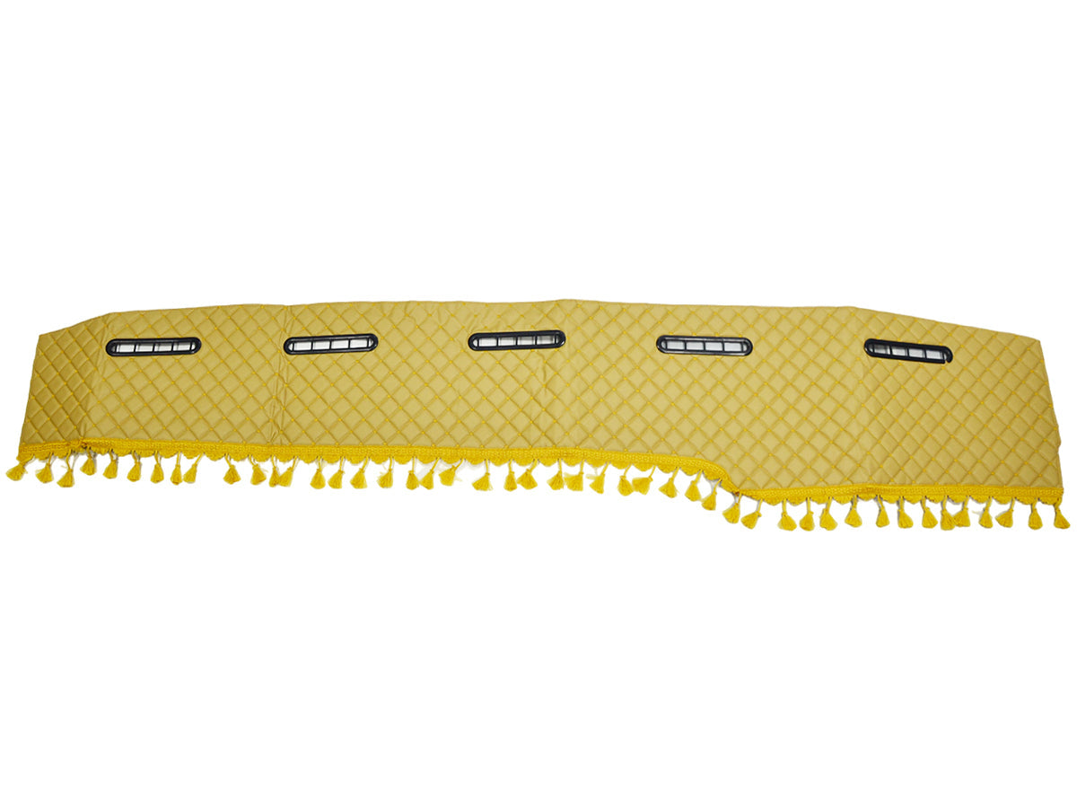 Tapis de tableau de bord – cuir synthétique (éco-cuir) beige avec franges décoratives, adapté pour Mercedes Actros Euro 5