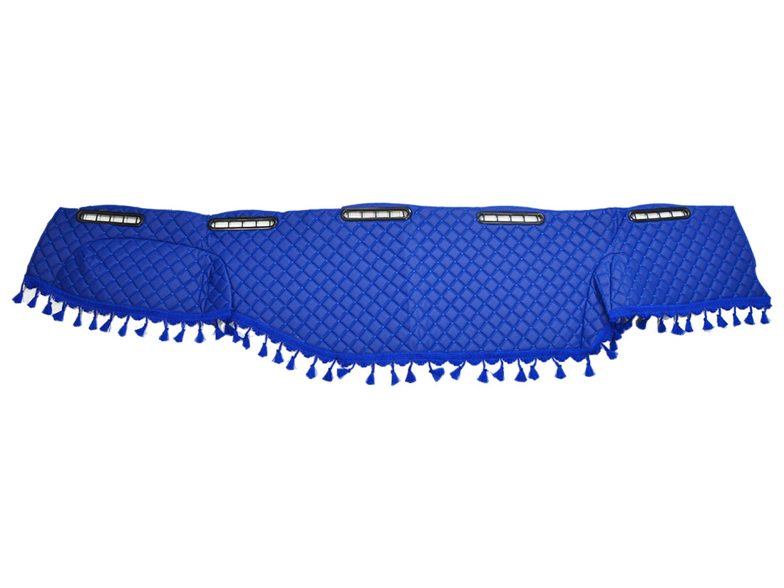 Tapis de tableau de bord bleu – cuir synthétique (éco-cuir) avec franges adapté pour MAN TGA 2002–2005