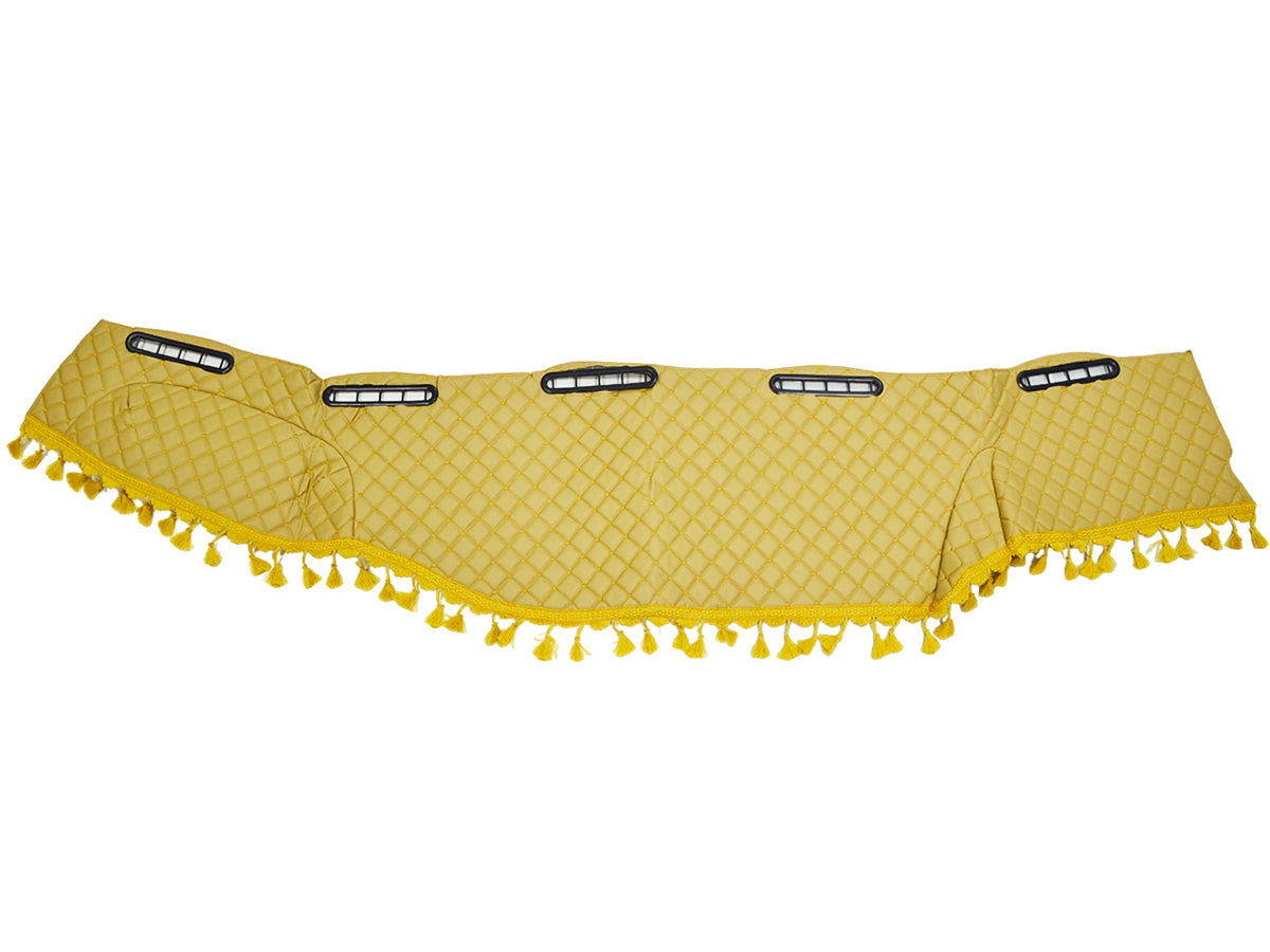 Tapis de tableau de bord beige – cuir synthétique (éco-cuir) avec franges adapté pour MAN TGA 2002–2005