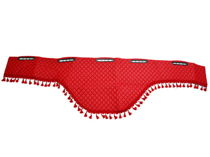 Tapis de tableau de bord rouge en cuir synthétique (éco-cuir) avec franges adapté pour DAF XF95