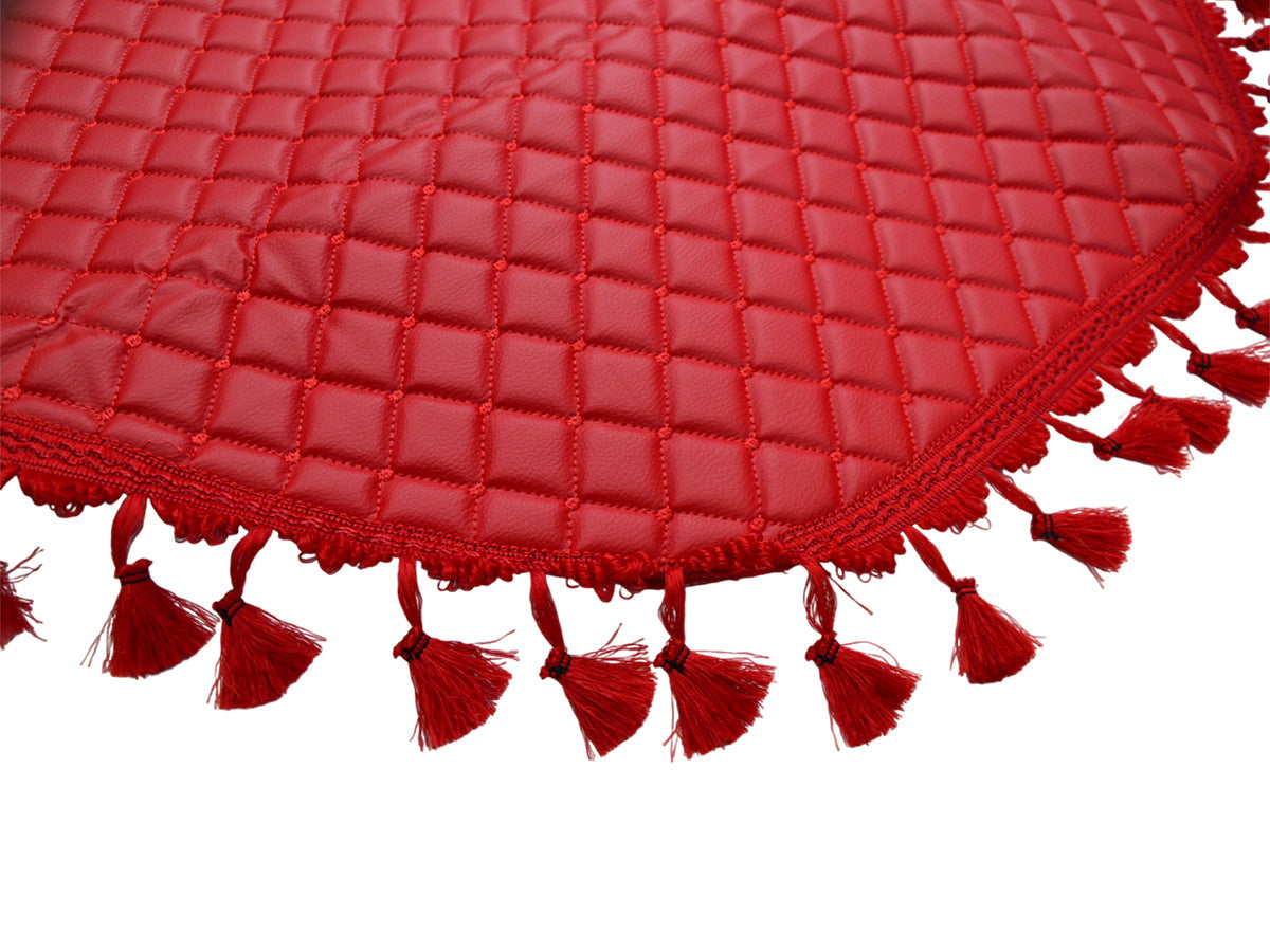 Tapis de tableau de bord rouge en cuir synthétique (éco-cuir) avec franges adapté pour DAF XF95