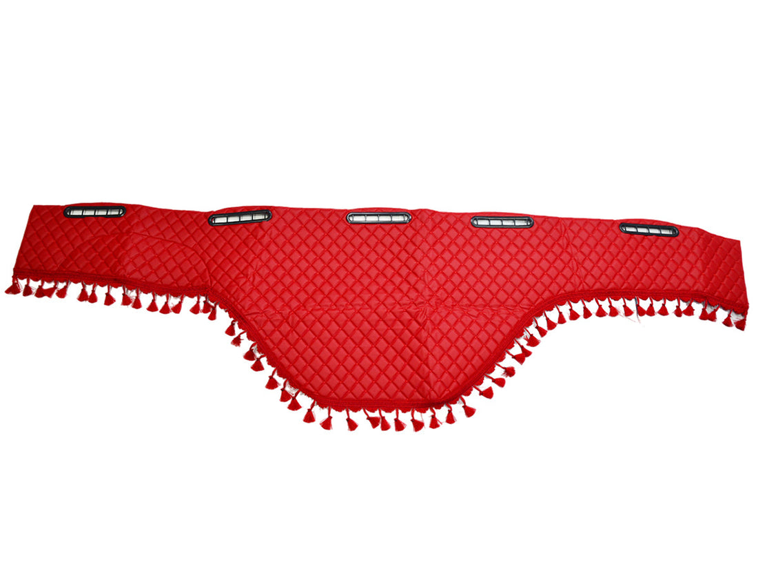 Tapis de tableau de bord rouge en cuir synthétique (éco-cuir) avec franges adapté pour DAF XF95