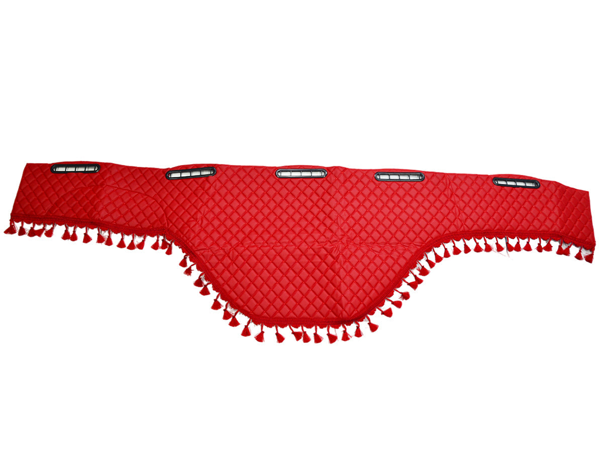 Tapis de tableau de bord rouge en cuir synthétique (éco-cuir) avec franges adapté pour DAF XF95