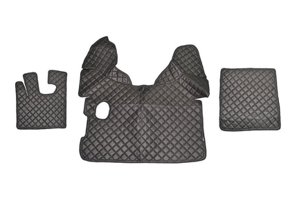 Black Eco Leather Floor Mats – suitable for DAF XF 105 (2006–2013) and DAF XF 106 (2014–), Manual, Webasto