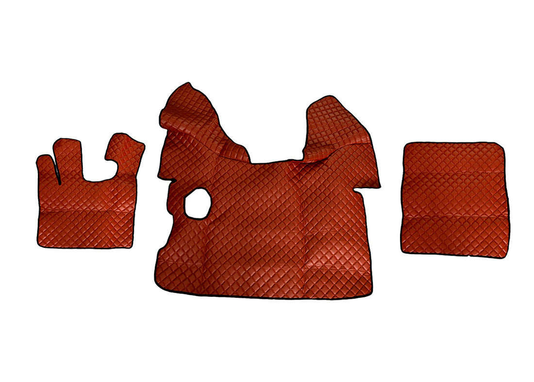 Tapis de sol marron en cuir synthétique (éco-cuir) – adapté pour DAF XF 105 (2006–2013) et DAF XF 106 (2014–) boîte manuelle avec Webasto