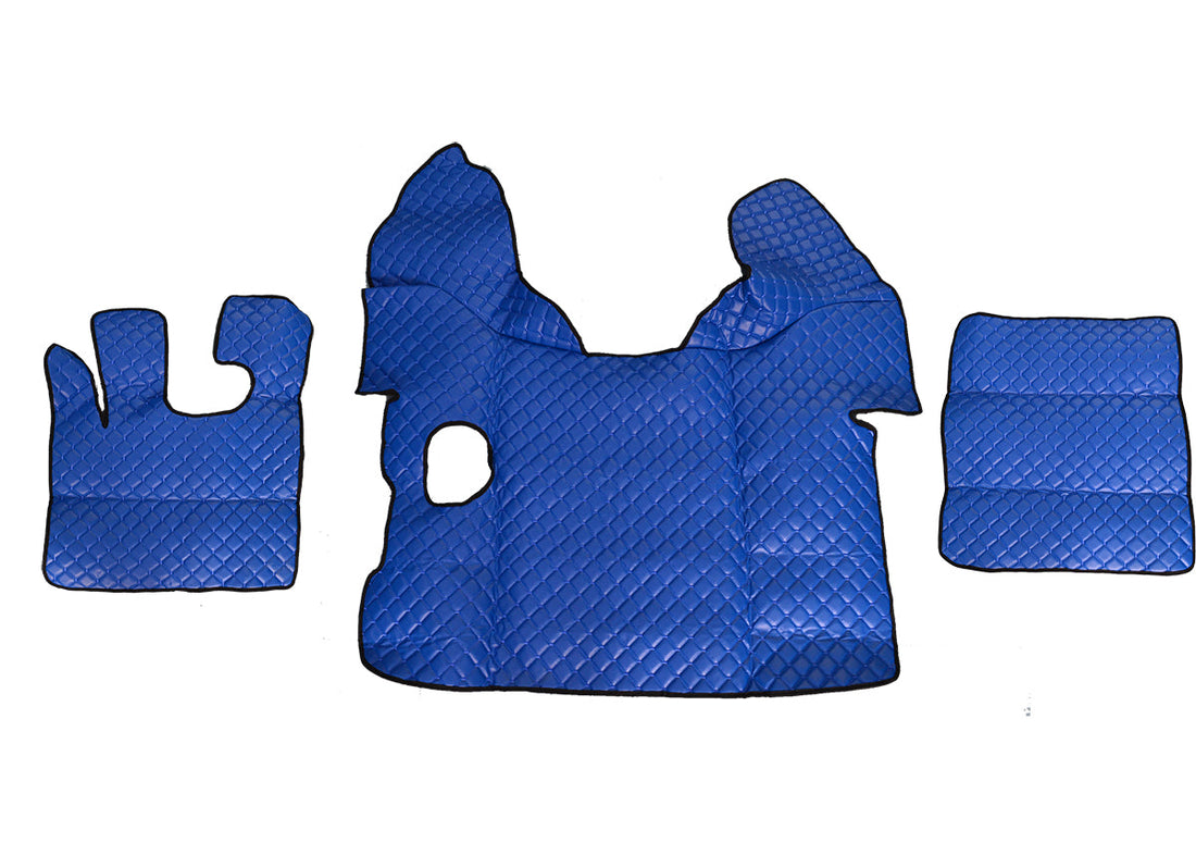Tapis de sol bleu en cuir synthétique (éco-cuir) – adapté pour DAF XF 105 (2006–2013) et DAF XF 106 (2014–), boîte manuelle, Webasto