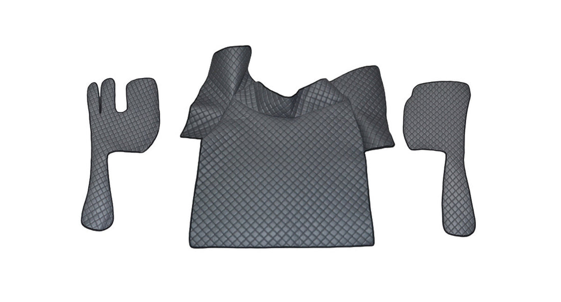 Jeu de tapis de sol en cuir – adapté pour Volvo FH12/FH16 2002–2012, gris