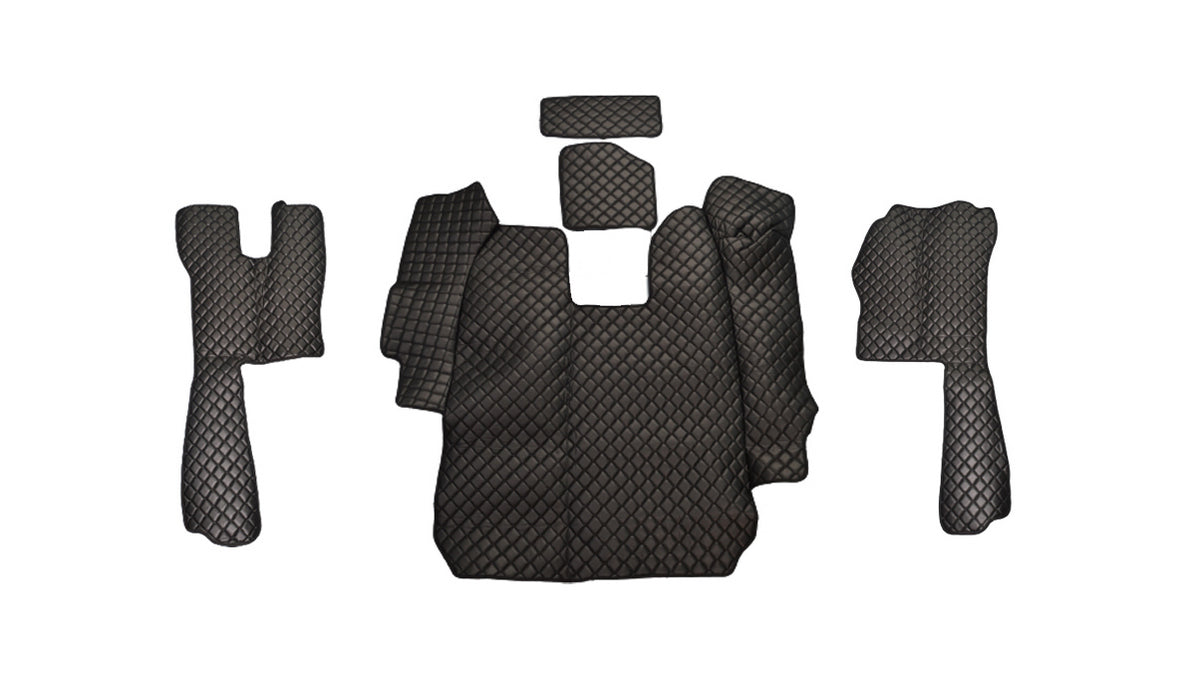 Tapis de sol en cuir synthétique (éco-cuir) – adaptés pour Scania R 2004–2010 boîte automatique, noir