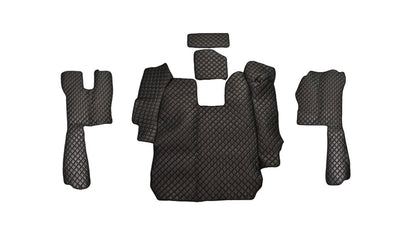 Tapis de sol en cuir synthétique (éco-cuir) – adaptés pour Scania R 2004–2010 boîte automatique, noir