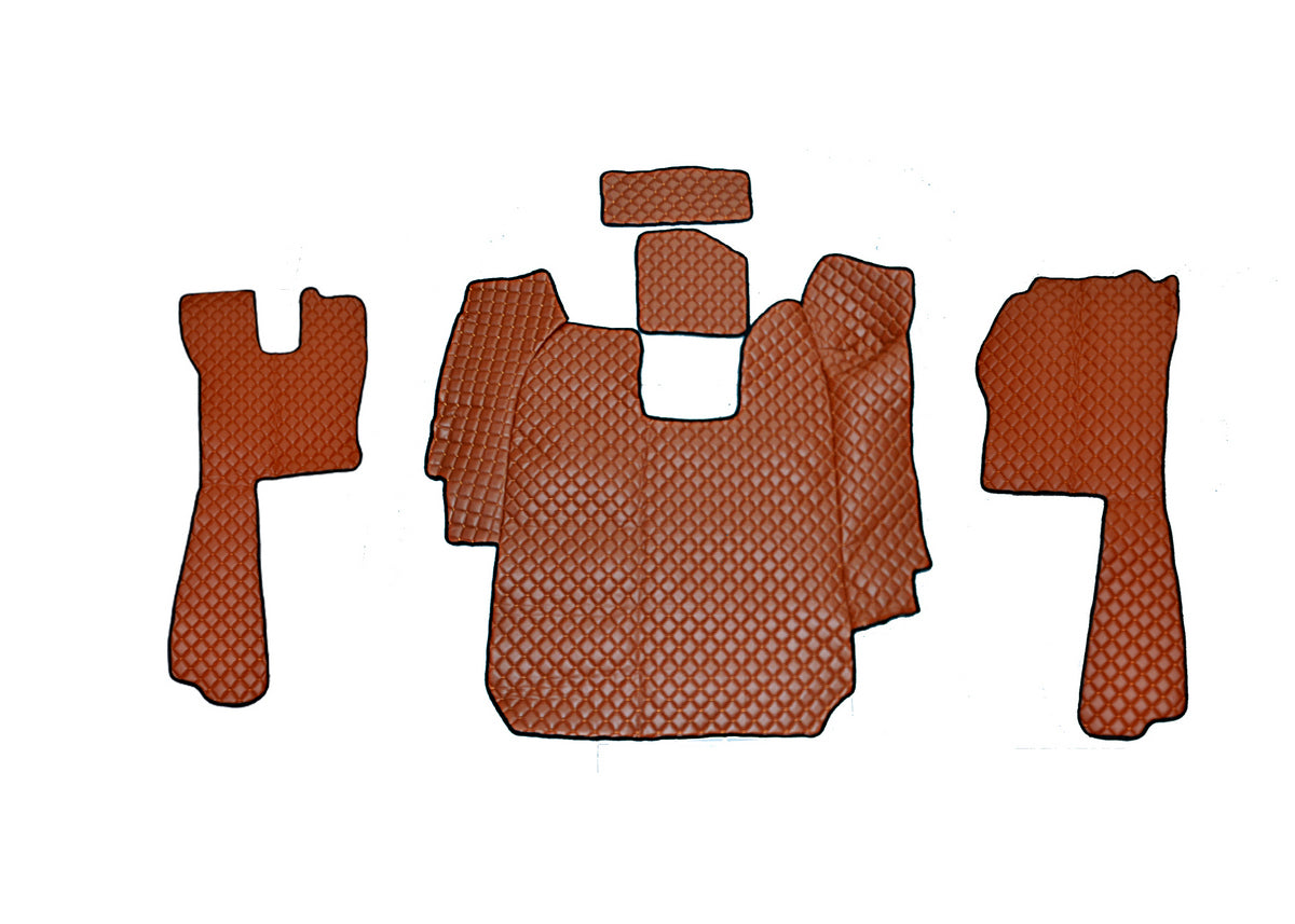 Tapis de sol en cuir – adapté pour Scania R 2004–2010 boîte automatique, marron