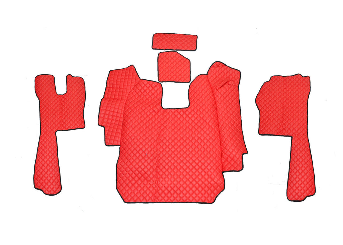 Δερμάτινα πατάκια δαπέδου – κατάλληλο για Scania R 2004–2010, αυτόματο, κόκκινο