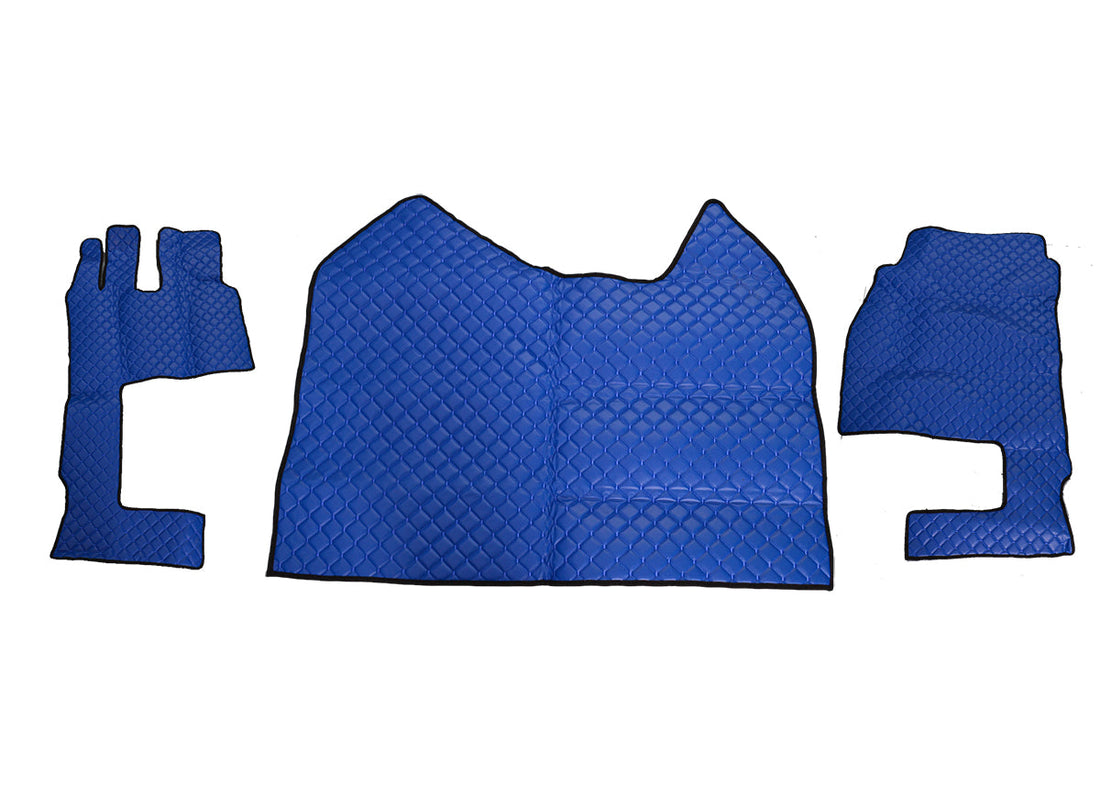 Tapis de sol en cuir – adaptés pour Mercedes Actros MP4 boîte automatique 2011+, bleu, siège passager rabattable