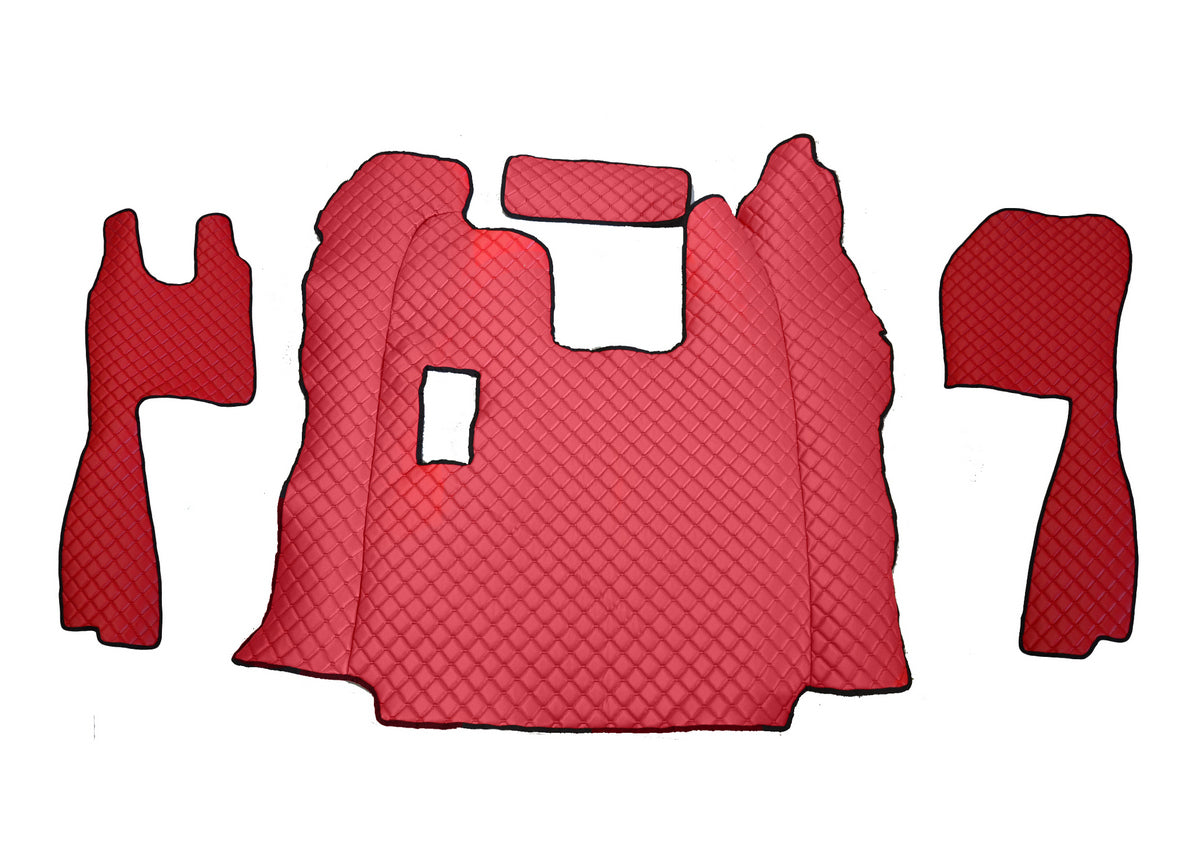 Tapis de sol en cuir – adapté pour Scania R 2010–2016, boîte manuelle, rouge