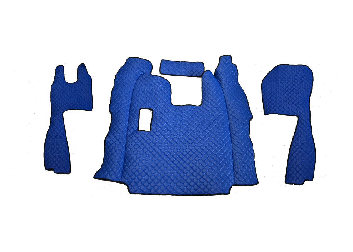 Tapis de sol en cuir – adapté pour Scania R 2010–2016, boîte manuelle, bleu, cuir synthétique (éco-cuir)