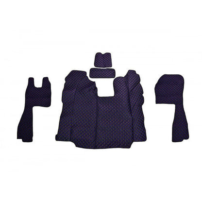 Σετ δερμάτινων πατακιών δαπέδου – κατάλληλο για Scania R με κανονικά καθίσματα, αυτόματο κιβώτιο ταχυτήτων, μαύρο με μπλε ραφές, 2010–2019