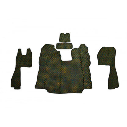 Jeu de tapis de sol en cuir – adapté pour Scania R sièges standards, boîte automatique, 2010–2019, noir avec surpiqûres jaunes