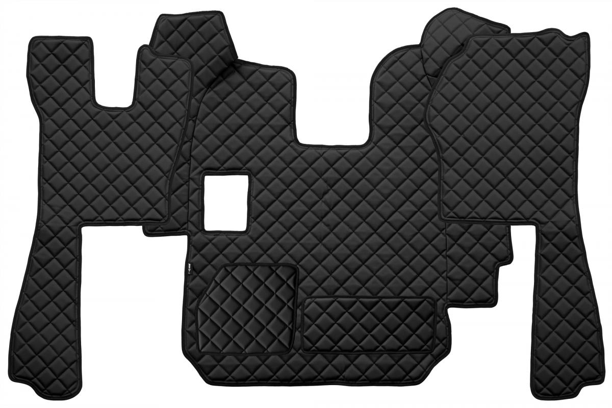 Tapis de sol en cuir – adapté pour Scania R 2005–2010, boîte manuelle, cuir synthétique (éco-cuir) noir