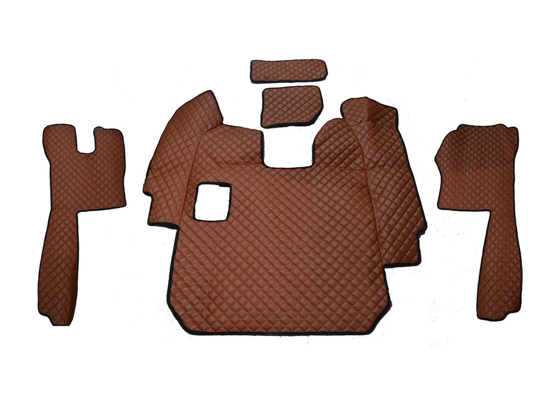 Καφέ πατάκια δαπέδου από τεχνητό δέρμα (eco leather) – κατάλληλο για Scania R 2005–2010, χειροκίνητο