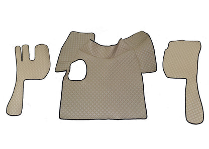 Бежови подови стелки от изкуствена кожа (еко кожа) – подходящи за Volvo FH12/FH16 с ръчна скоростна кутия, 2002–2012 г.