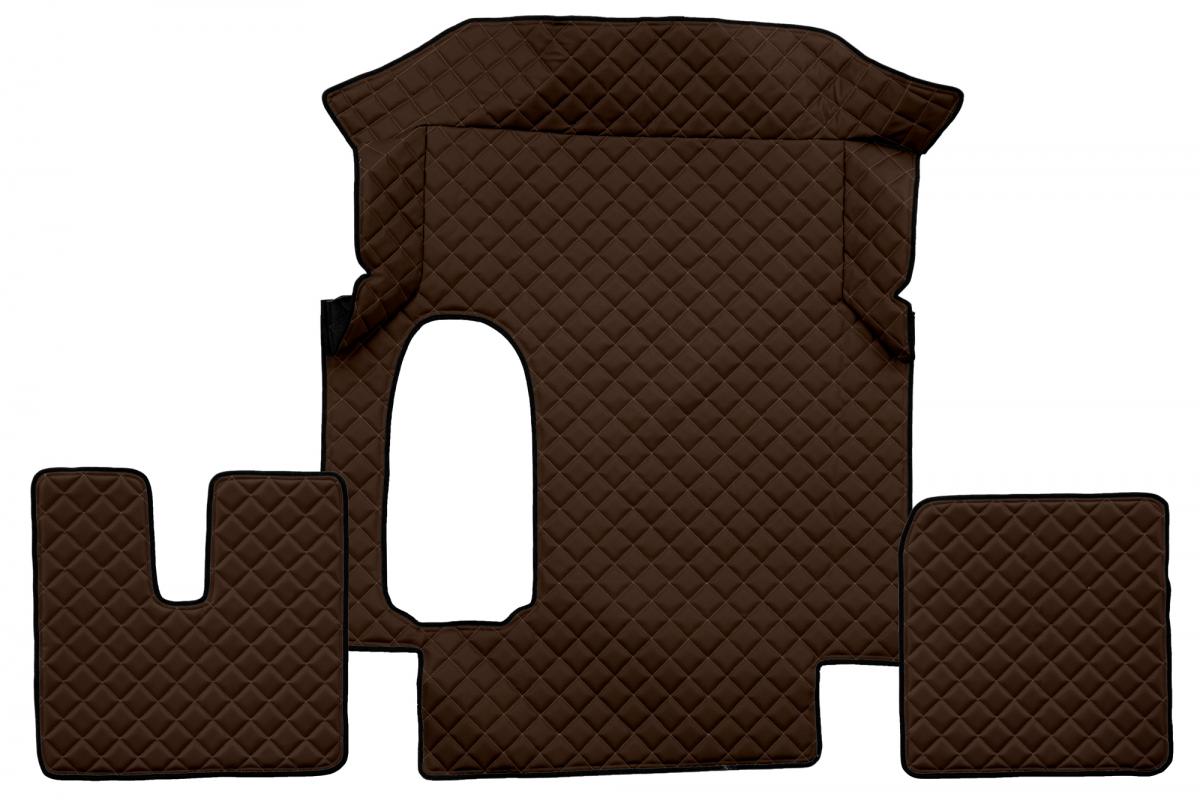 Brown Eco Leather Floor Mats Suitable for MAN TGA Wide Cab 2000–2010