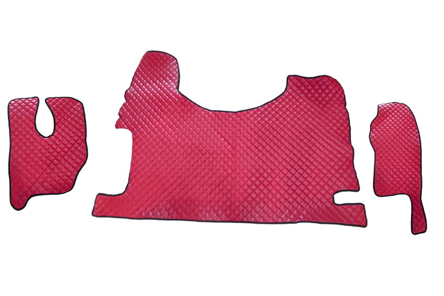Tapis de sol en cuir synthétique (éco-cuir) rouge – adapté pour Mercedes MP3 High Tunnel 2007–2010