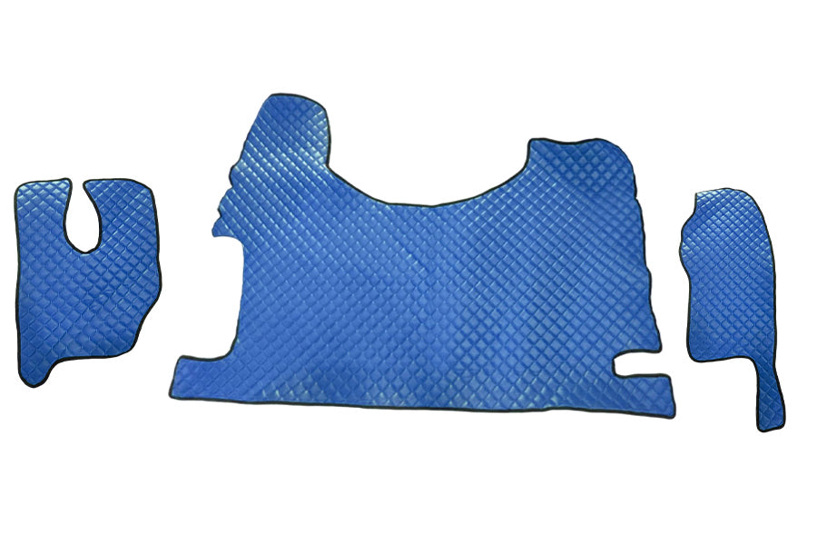 Tapis de sol en cuir synthétique (éco-cuir) bleu – adapté pour Mercedes MP3 High Tunnel 2007–2010