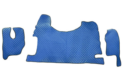Tapis de sol en cuir synthétique (éco-cuir) bleu – adapté pour Mercedes MP3 High Tunnel 2007–2010