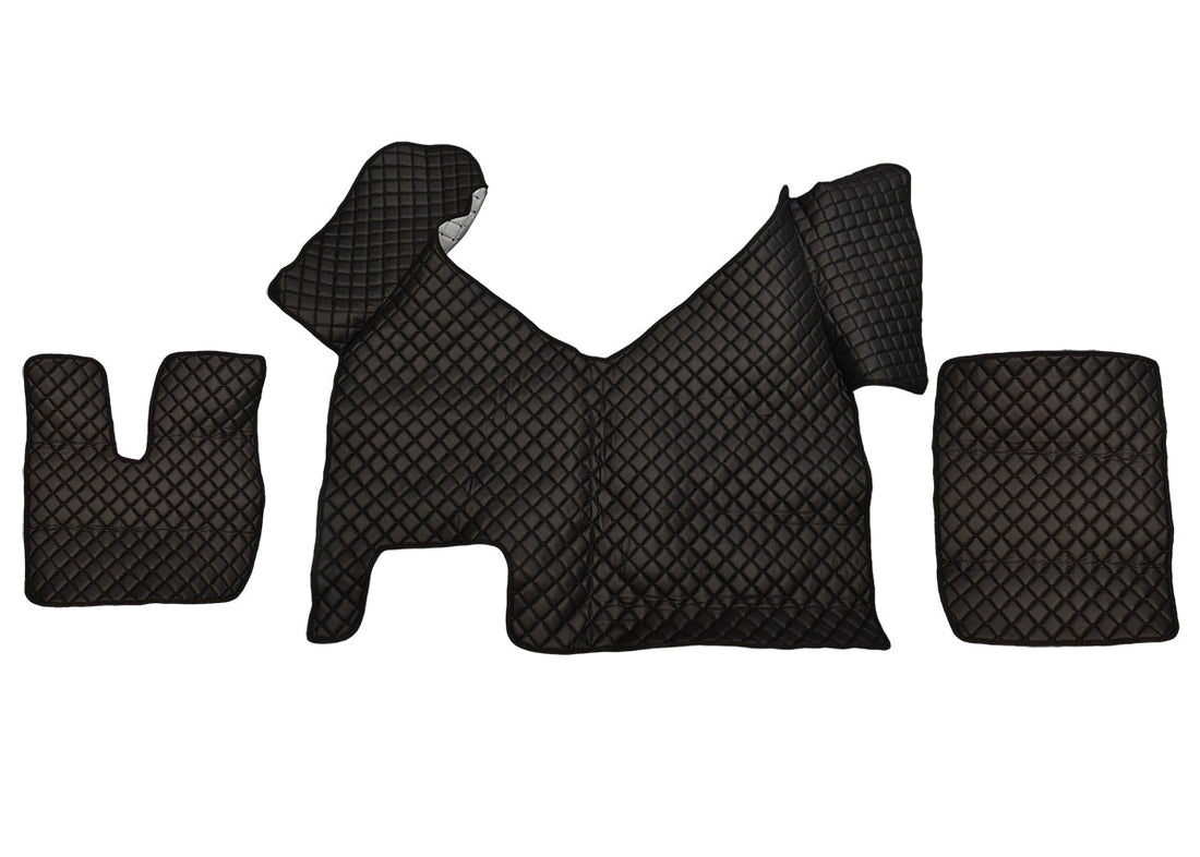 Δερμάτινα πατάκια δαπέδου – κατάλληλο για Iveco Stralis Hi-Way Automat 2013–2016, μαύρο