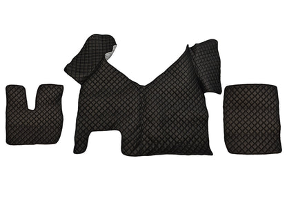 Tapis de sol en cuir – adapté pour Iveco Stralis Hi-Way Automat 2013–2016, noir