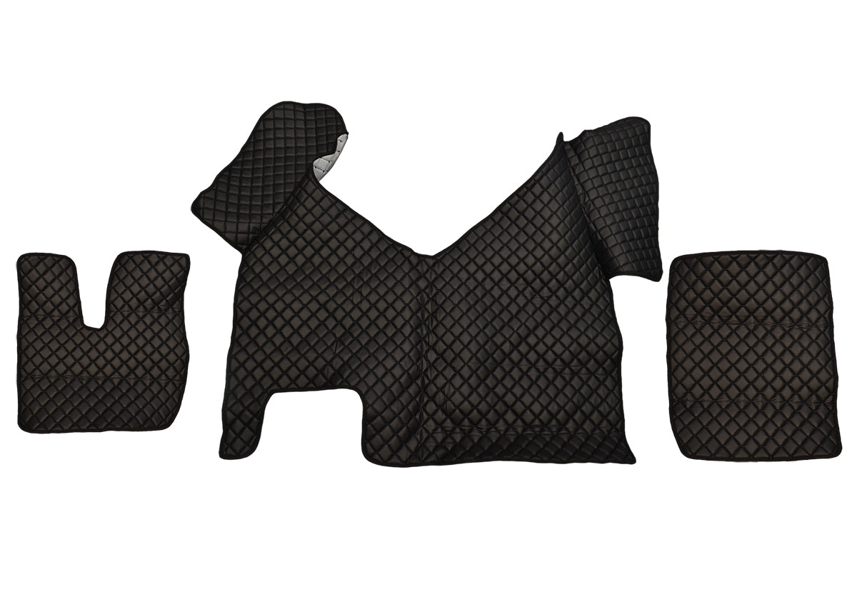 Tapis de sol en cuir – adapté pour Iveco Stralis Hi-Way Automat 2013–2016, noir