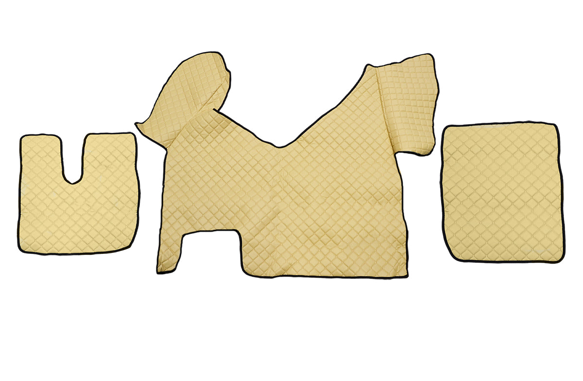 Μπεζ πατάκια δαπέδου από τεχνητό δέρμα (eco leather) – κατάλληλο για Iveco Stralis Hi-Way με αυτόματο κιβώτιο ταχυτήτων 2013–2016
