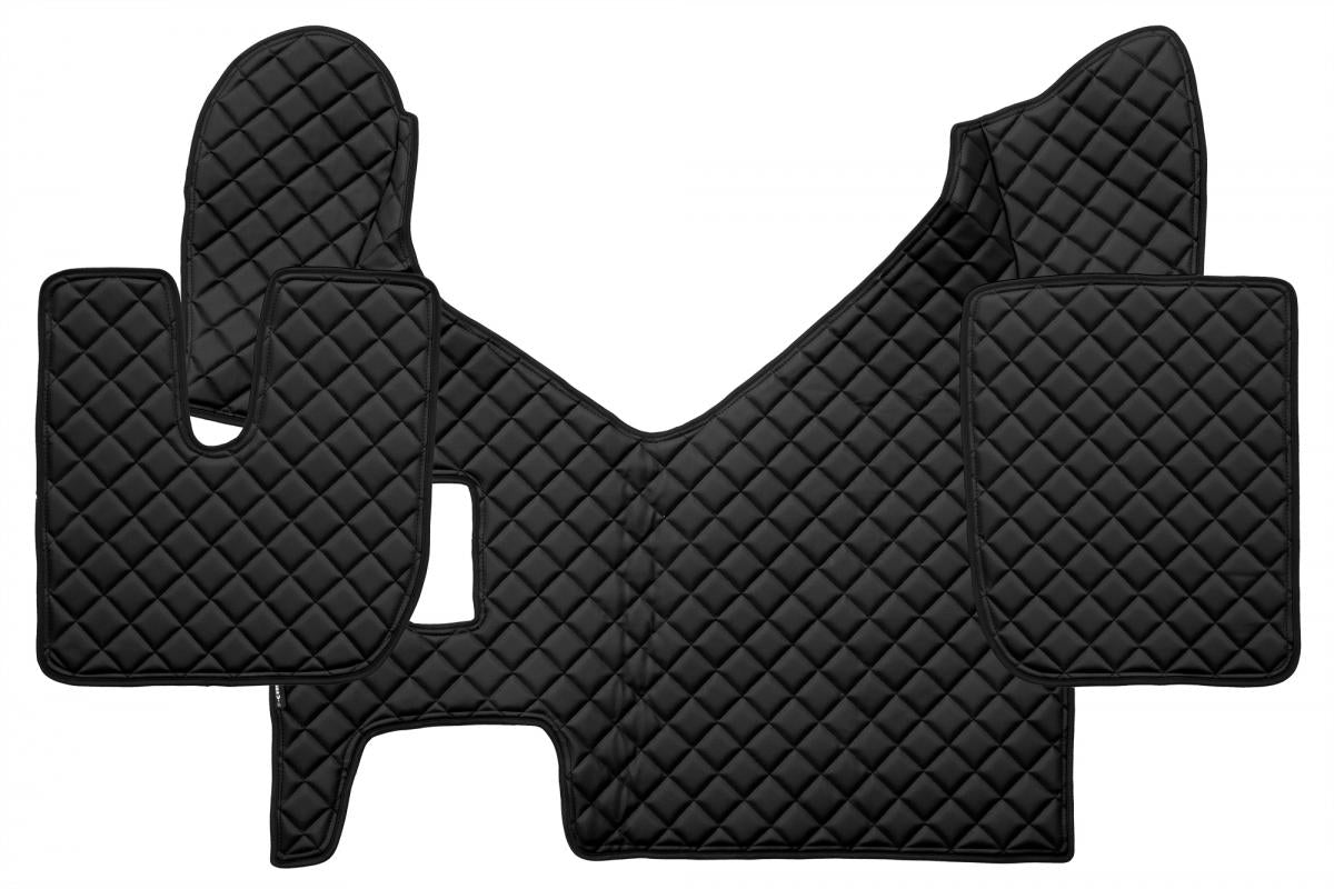 Tapis de sol en cuir synthétique (éco-cuir) – adapté pour Iveco Stralis Hi-Way boîte manuelle, noir, 2013–2016