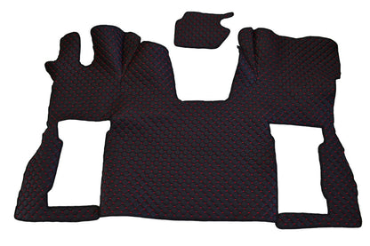 Tapis de sol en cuir synthétique noir – surpiqûres rouges, adapté pour Iveco Stralis Hi-Way boîte manuelle 2013–2016