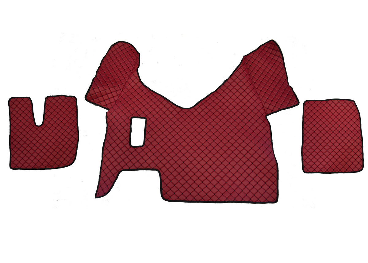 Tapis de sol en cuir – adapté pour Iveco Stralis Hi-Way boîte manuelle 2013–2016, bordeaux