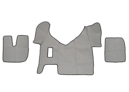 Tapis de sol en cuir – adapté pour Iveco Stralis Hi-Way boîte manuelle, gris, 2013–2016