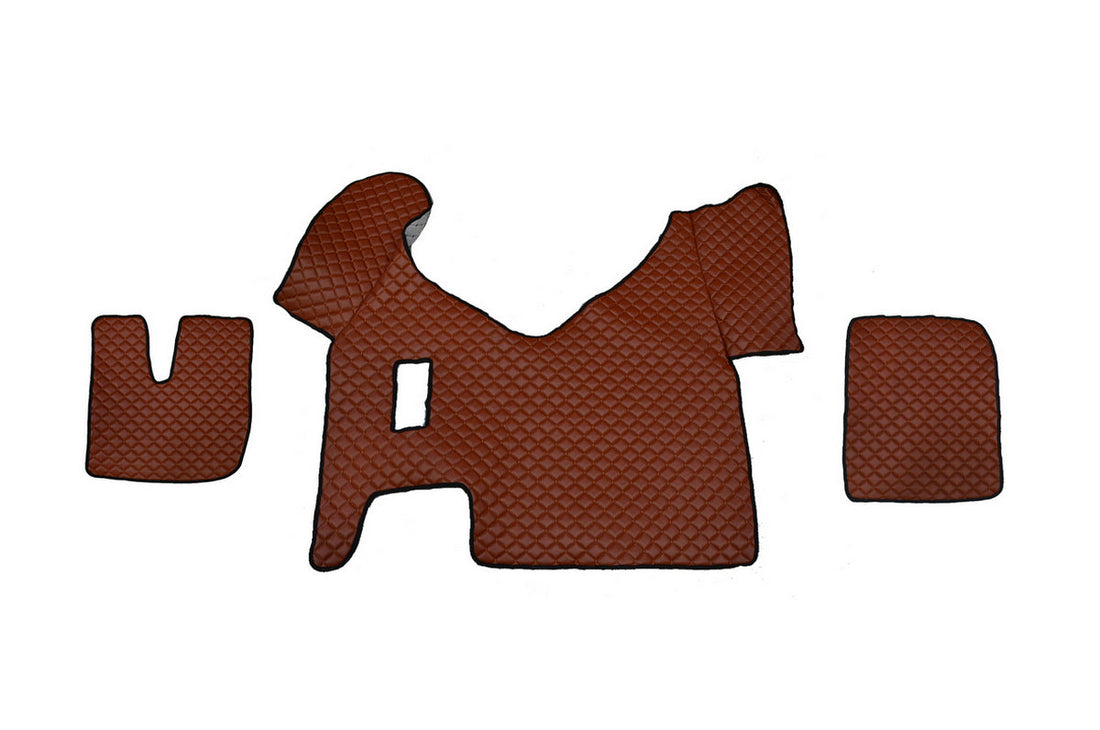 Δερμάτινα πατάκια δαπέδου – κατάλληλο για Iveco Stralis Hi-Way με χειροκίνητο κιβώτιο, καφέ, 2013–2016