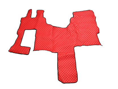 Tapis de sol en cuir synthétique (éco-cuir) – adapté pour Mercedes Actros MP4 Solostar Cab, rouge, 2011–2019