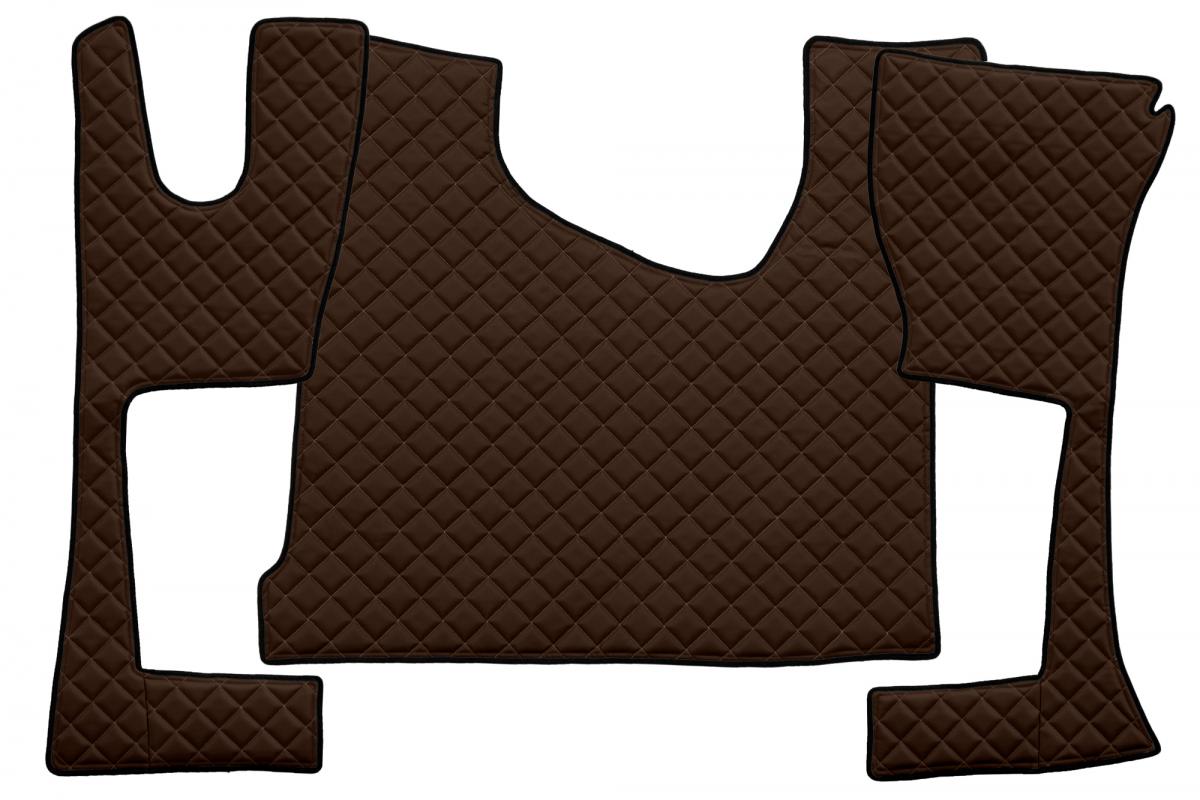 Brauner Kunstleder-Fußmattensatz – geeignet für Mercedes Actros MP4 mit schmaler Kabine 230 cm, 2011–2019