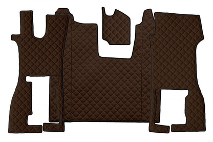 Jeu de tapis de sol en cuir – adapté pour Scania R avec siège passager rabattable, marron, 2016–