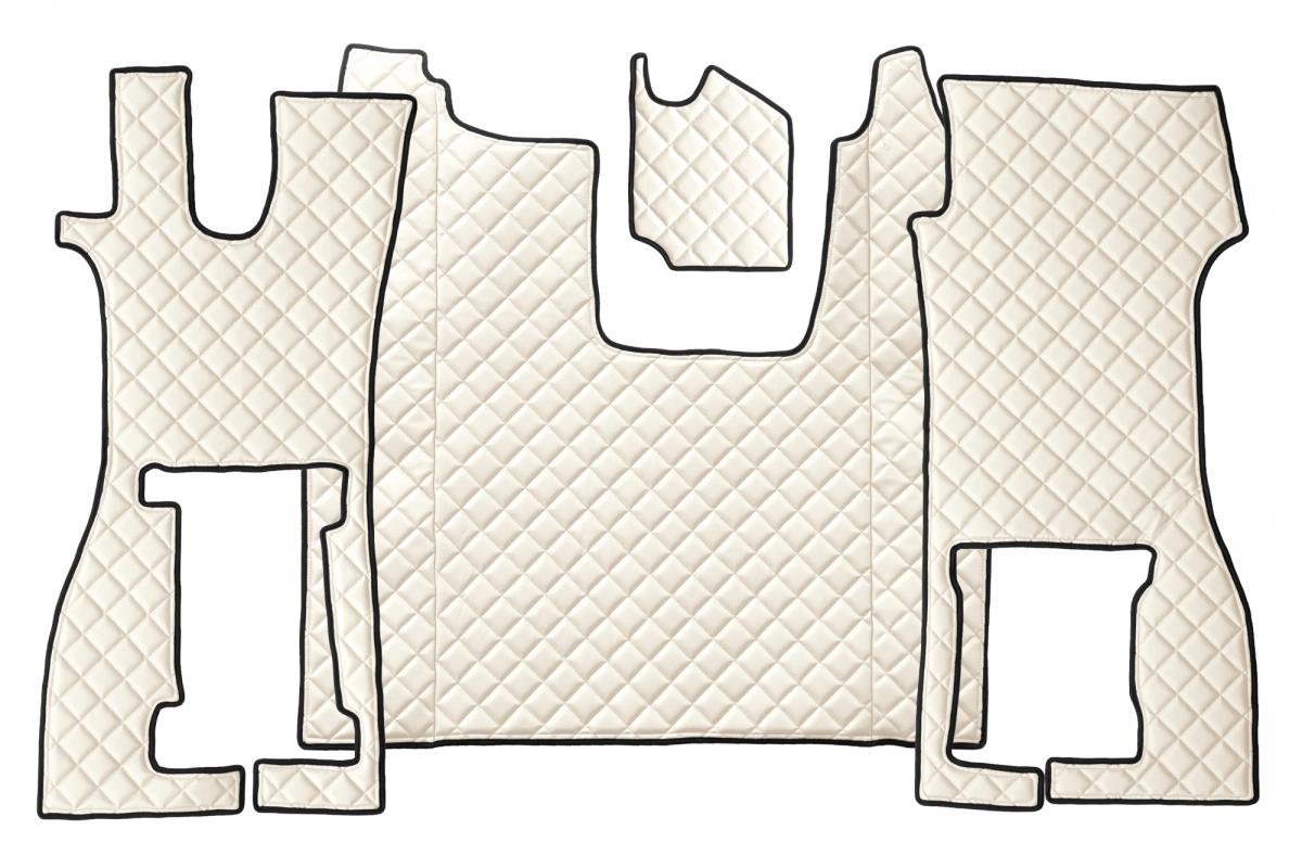 Tapis de sol en cuir beige, adapté pour Scania R siège passager rabattable 2016+, cuir synthétique (éco-cuir)