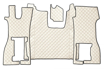 Tapis de sol en cuir beige, adapté pour Scania R siège passager rabattable 2016+, cuir synthétique (éco-cuir)