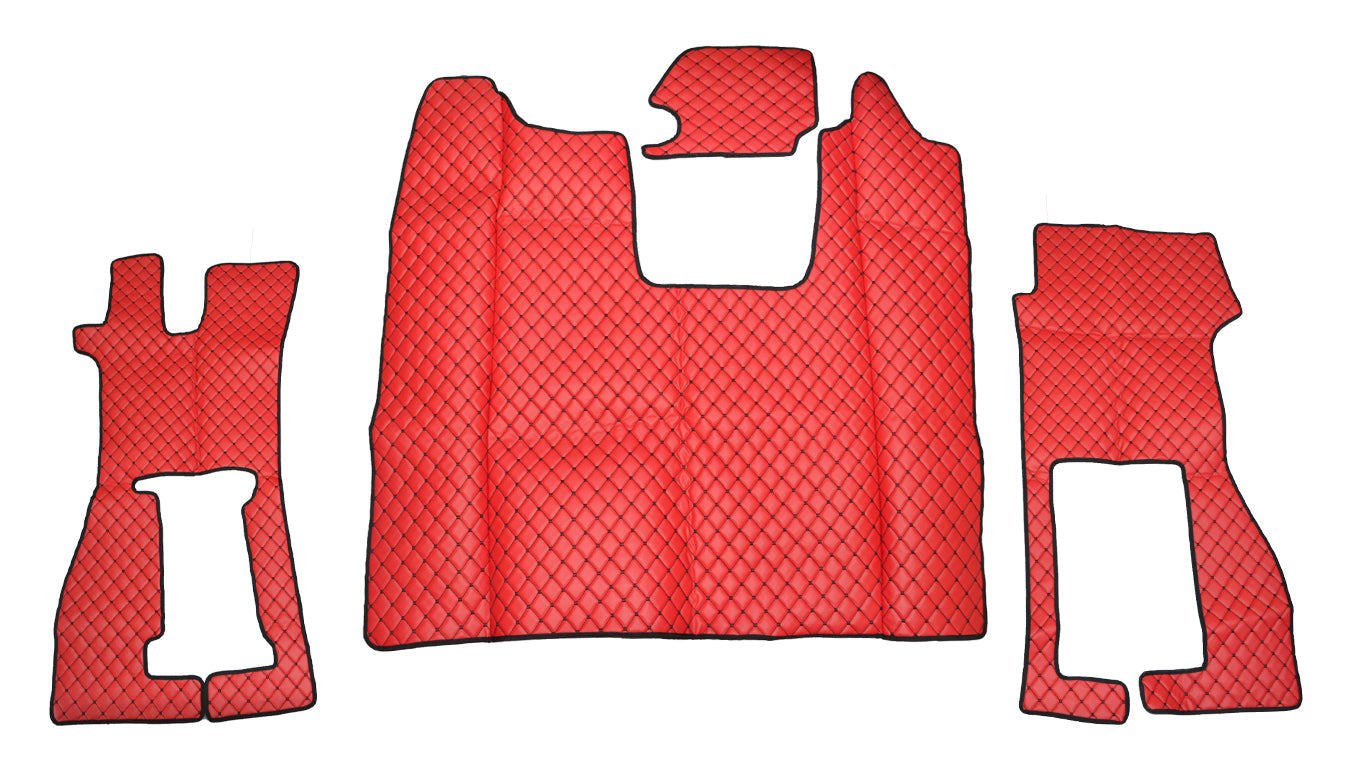 Jeu de tapis de sol en cuir – adapté pour siège passager suspendu Scania R, rouge, à partir de 09/2016