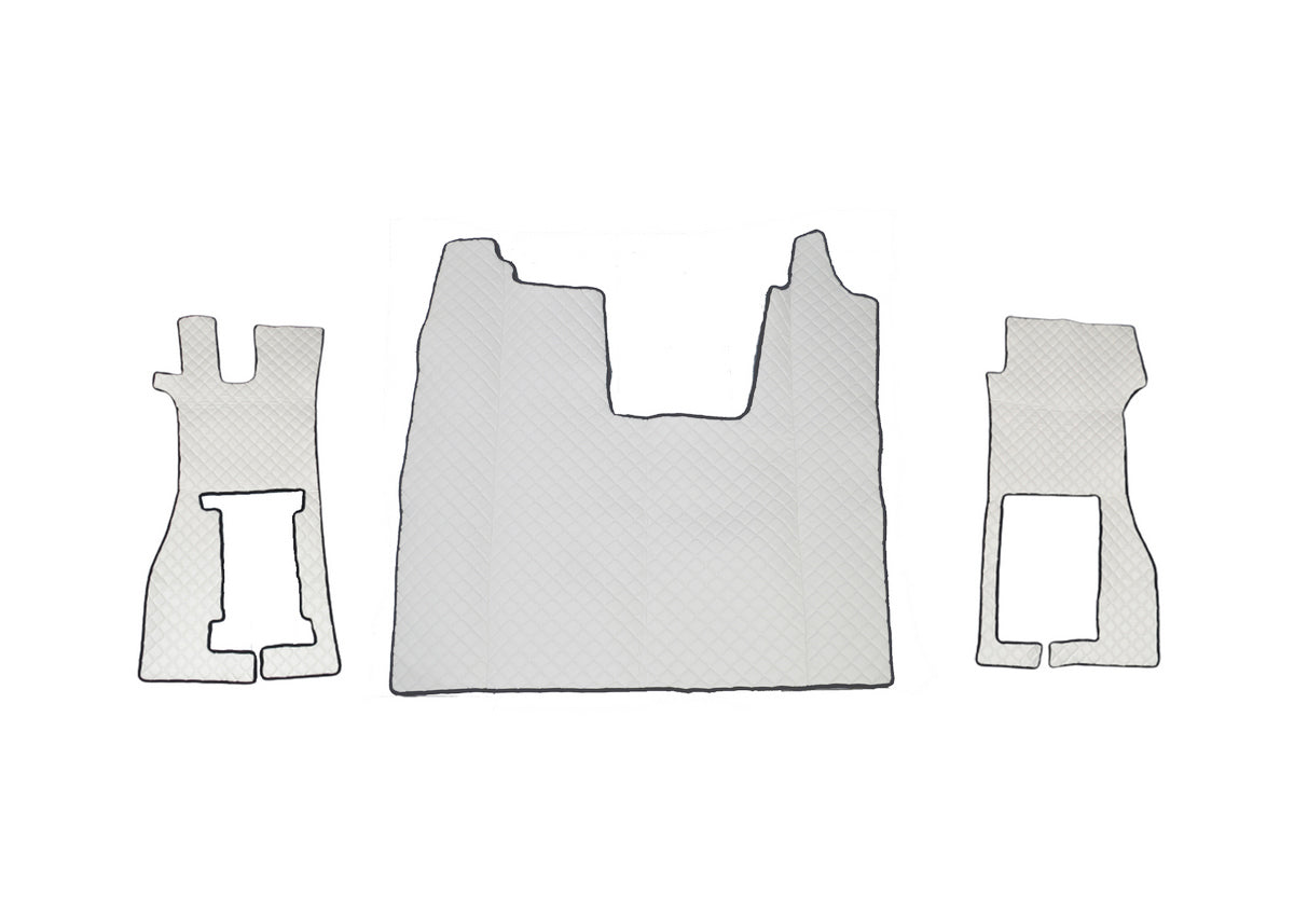 Jeu de tapis de sol en cuir – adapté pour siège passager suspendu Scania R, blanc, à partir de 2016