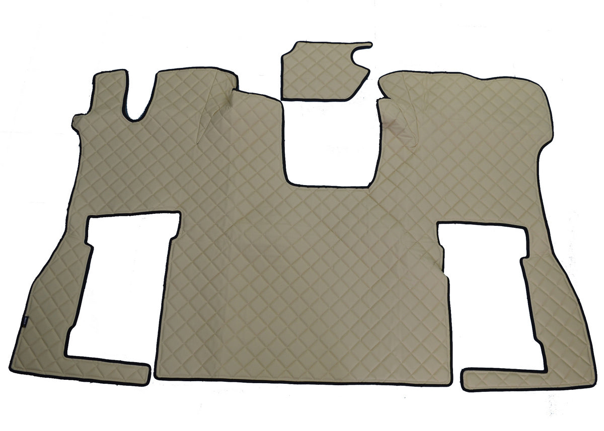 Jeu de tapis de sol en cuir – adapté pour Scania S plancher plat avec siège passager à suspension, beige, à partir de 09/2016