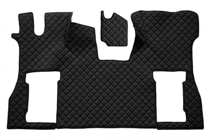 Jeu de tapis de sol en cuir, noir avec surpiqûres rouges, adapté pour Scania S Flat Floor Suspension Passenger Seat 2016+