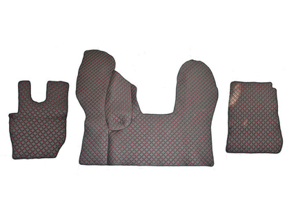 Jeu de tapis de sol en cuir – adapté pour DAF CF Euro 6 boîte automatique, noir avec surpiqûres rouges